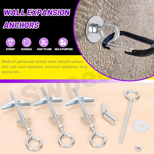 Swpeet 15 Set M4×75mm Eye Bolt Toggle Bolts and Wing Nut Kit - Image 3