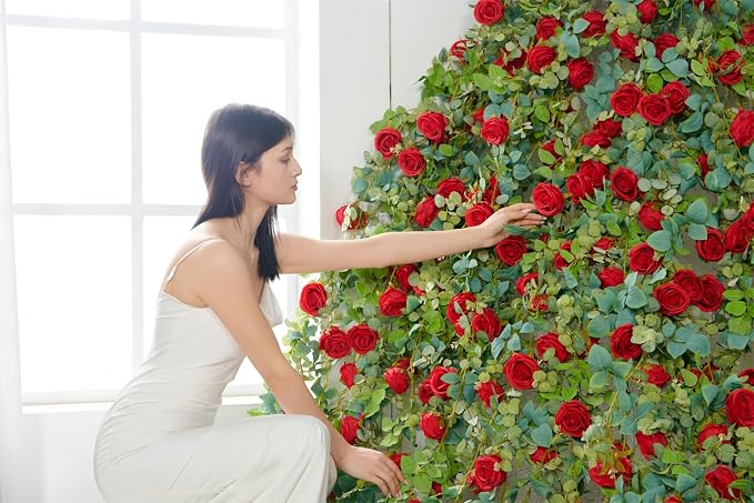 Artificial Flower Garland 2pcs 5.4ft Floral Peony Vine Decor, Hanging Faux - Image 3