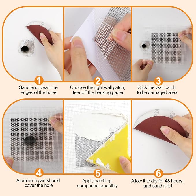 Romeda Drywall Patch Kit 11 Pack, 4/6/8 Inch Wall Patch - Image 4