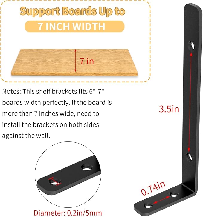 LSK 6PCS L Bracket, L 6"×H 2" Shelf Support Bracket, Max Load :42lb, Joint - Image 4