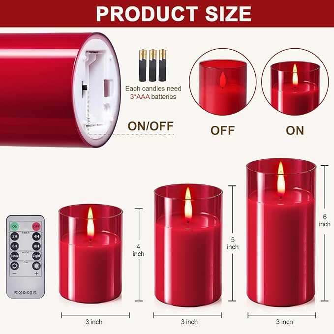 Tyawon Glass Battery Operated LED Flameless Candles - Image 7