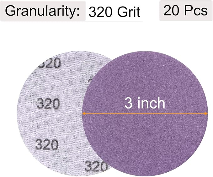 uxcell 20Pcs 3-Inch Purple Sanding Discs 320 Grits Hook and Loop Professional - Image 2