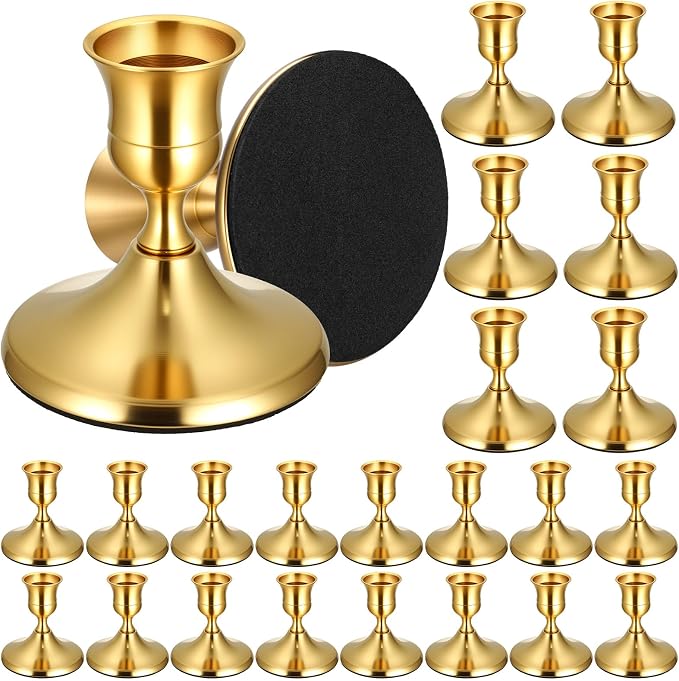 24PCS Brass Gold Taper Candle Holders, Vintage Metal Candlestick Holders | by Ovveroche