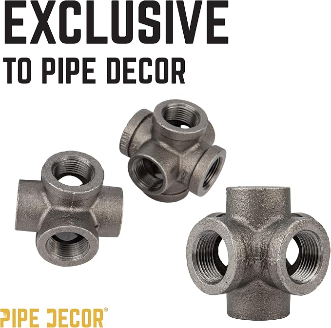 PIPE DECOR 6-Way Fitting, 3/4 Inch, Shelving and Standard 3/4 Inch Plumbing Pipe - Image 7