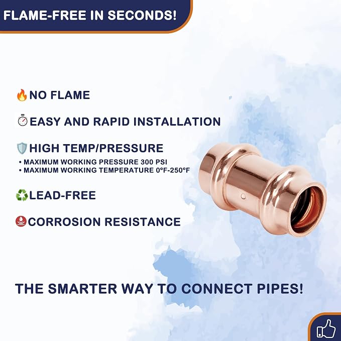 Copper Press Fittings 1/2 inch Coupling - Image 3