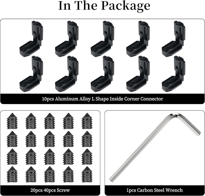 BELLA BAYS 40Series 10Sets Black Interior Inside L Shape Connector, Hidden - Image 3
