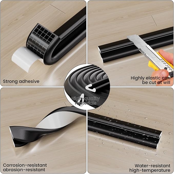 V Shape Thin Foam Weather Stripping Door Frame Seal Strip 33FT Black | Draft - Image 3