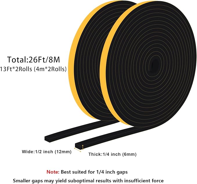 Weather Stripping Door Seal Strip, Foam Tape, Strong Adhesive | Lightproof - Image 6