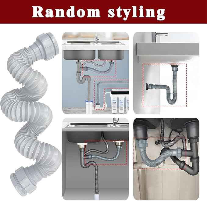 1-1/2 Inch Flexible Sink Drain Pipe, Scalable 13-33.5 Inch P Trap Pipe - Image 6