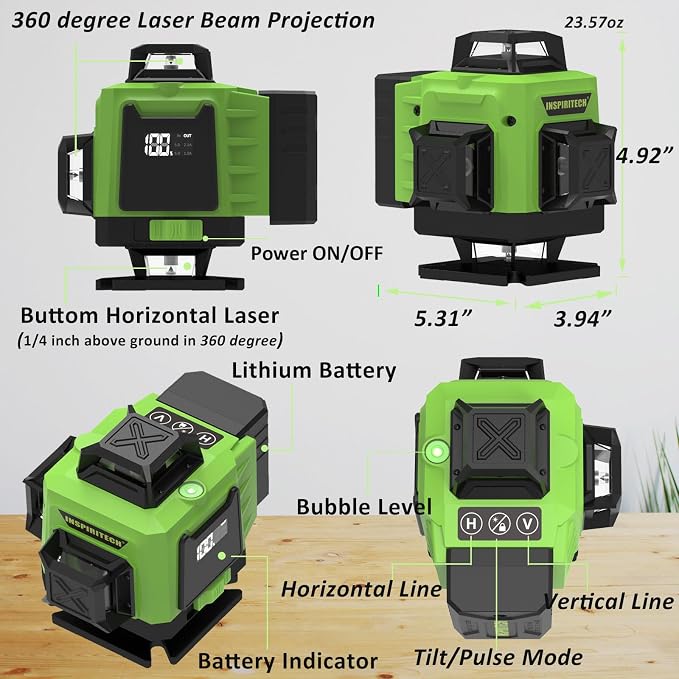 Laser Level 360 Self Leveling for Tiling Floor Wall Ceiling Construction - Image 2