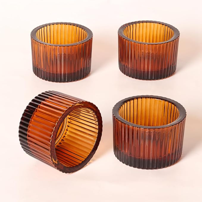 12 Pack Tealight Amber Candle Holders, Votive Tea Light Candle Holder | heat - Image 7