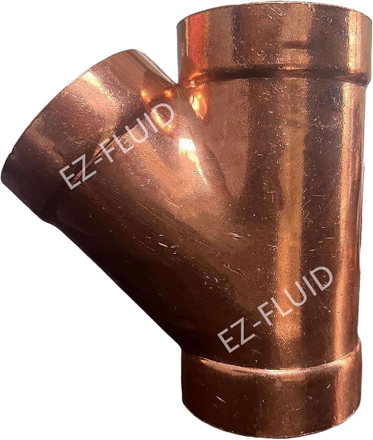 EZ-FLUID 2" Copper DWV Tee-Wye Copper Pipe Fitting C x C x C Sweat Sockets by EZ-FLUIDPlumbingProducts