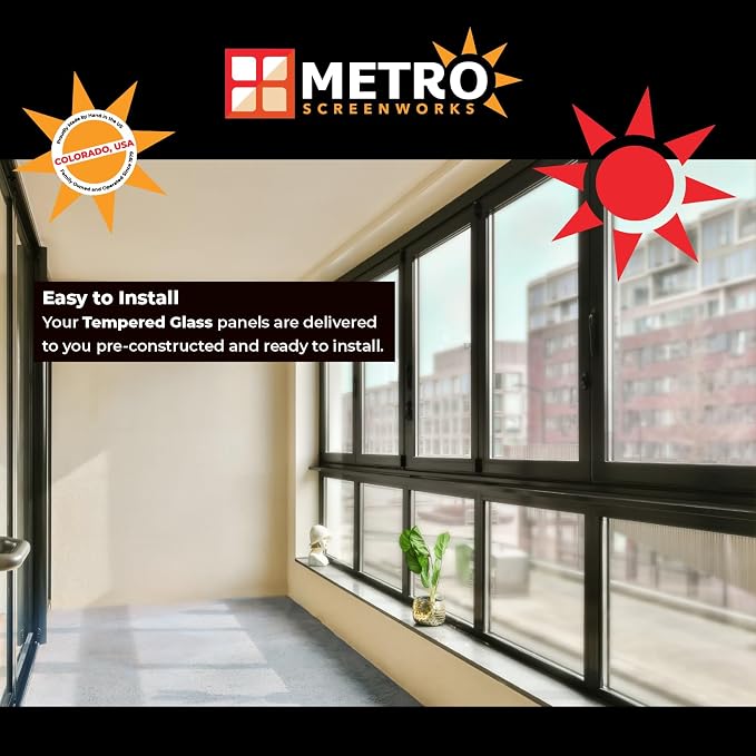 Metro Screenworks Framed Tempered Glass Panel, 26-1/2" x 6-1/4", Tan | Enclose - Image 3