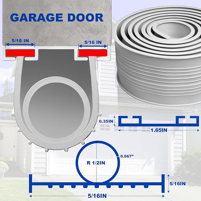 DGSL Garage Door Bottom Seal, 5/16 T-End Rubber Weather Stripping, 10 FT | U+O - Image 3