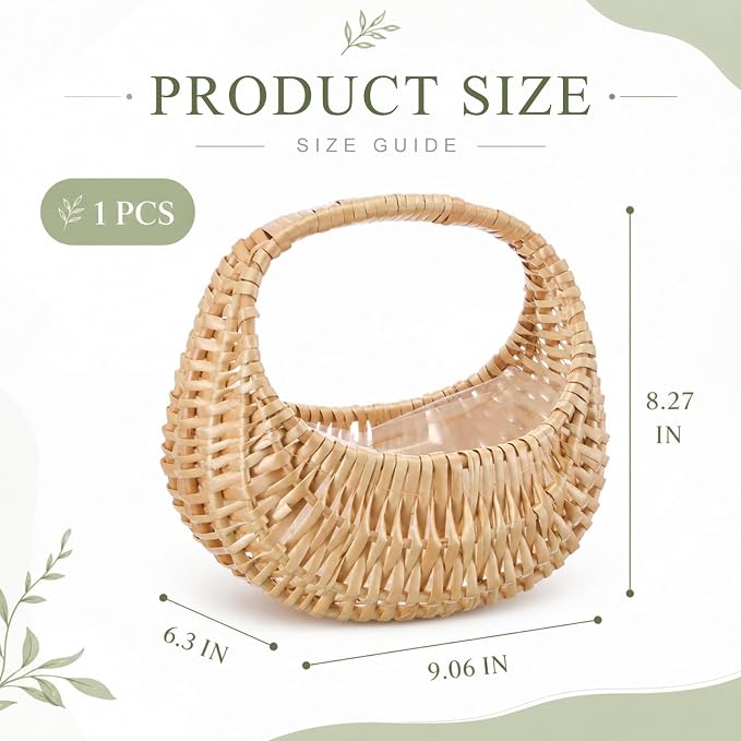 1 Pack Flower Girl Basket with Handle, 8.5 x 8.3 x 5.1 Inch - Image 2