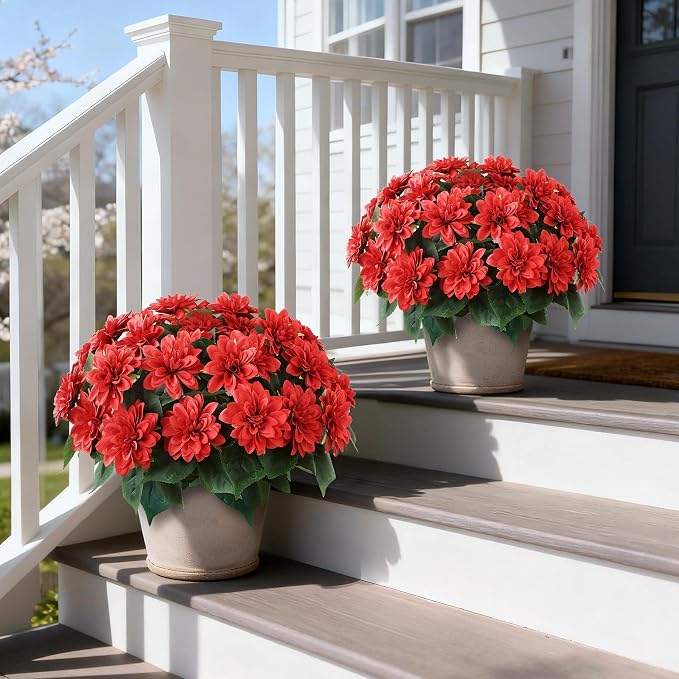 2 Set Artificial Dahlia Topiary Ball Trees - Image 2