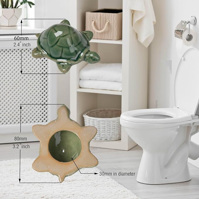 WANSHUNLMI Green Sea Turtle Toilet Floor Bolt Caps, Ceramic Sea Turtle Toilet - Image 4