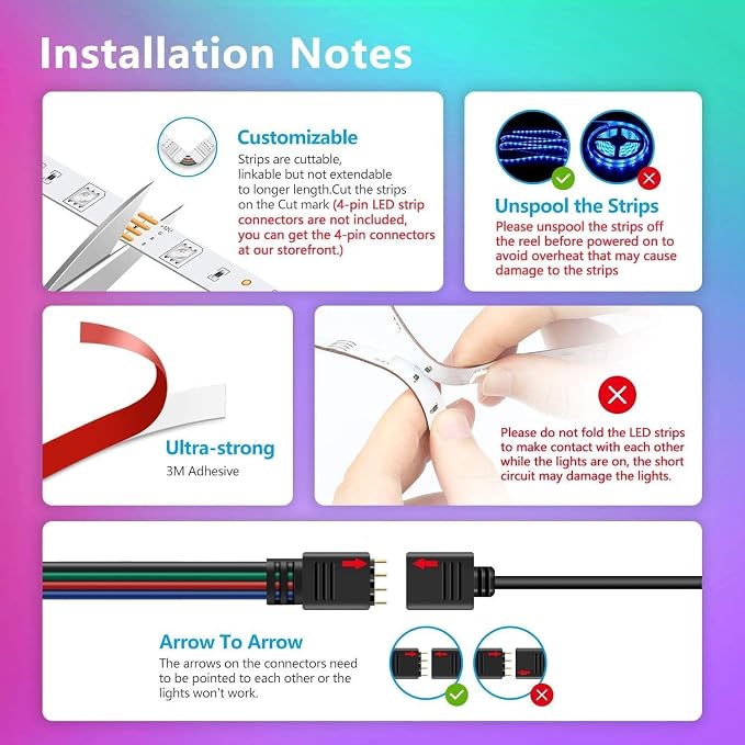 Nexillumi Led Lights for Bedroom 100ft Music Sync Color Changing Led Strip - Image 6