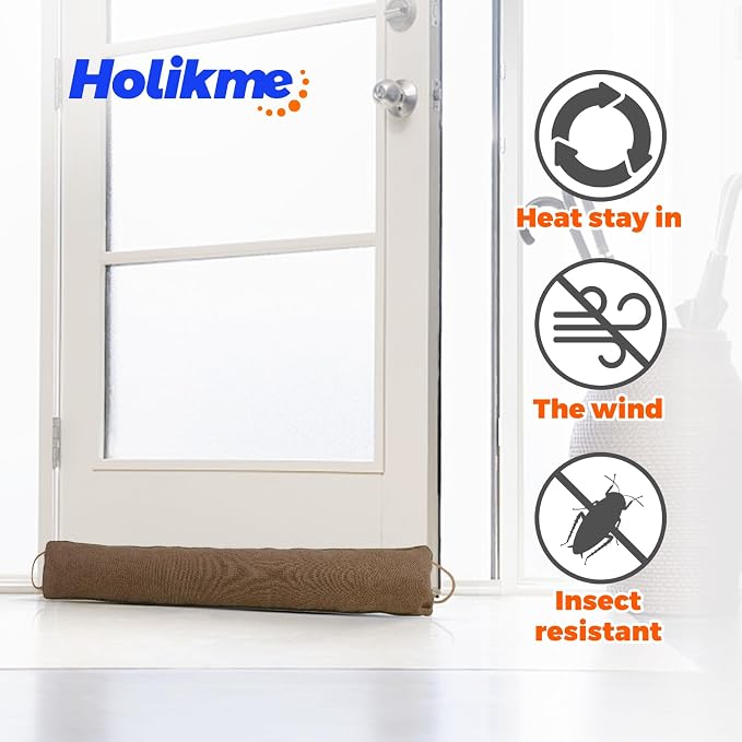 Holikme Weighted Door Draft Stopper, Heavy Duty Under Door Draft Blocker Bottom - Image 3