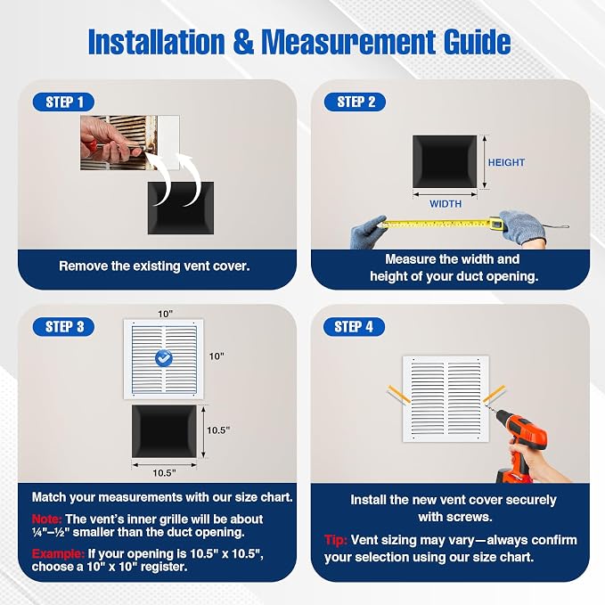 Fancat 10x10 Duct Opening | Steel Return Air Grille | Vent Cover Grill - Image 5