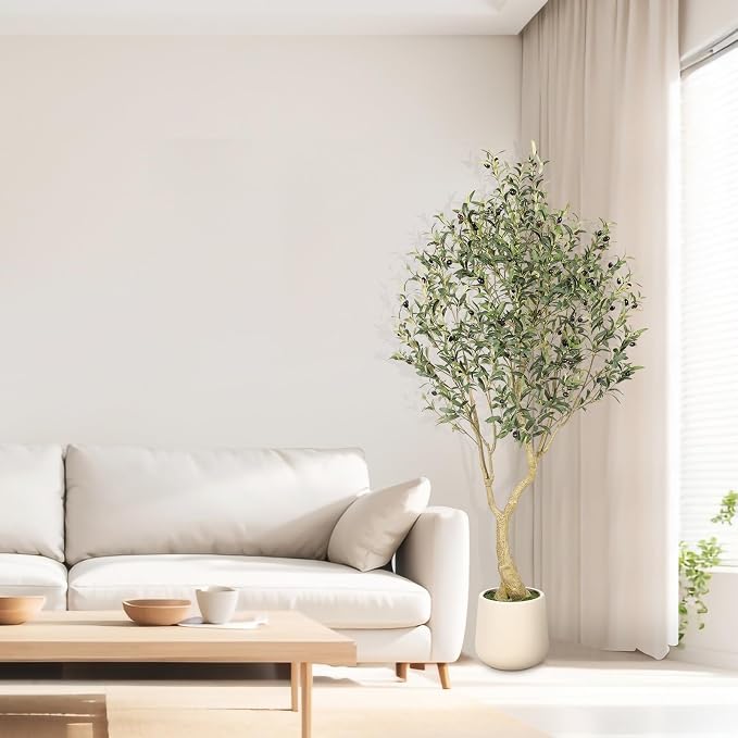 6ft Artificial Olive Tree with Tall Exquisite Planter | Realistic Faux Olive - Image 2