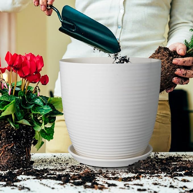 12 Inch Ceramic Planter Pot, Large Planter - Image 4