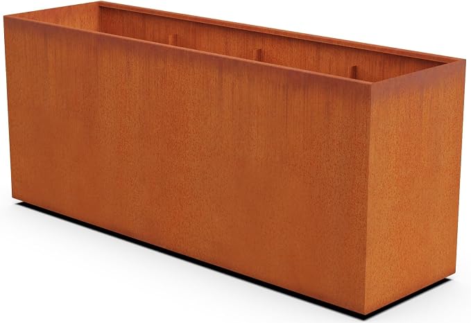 Large Rectangular Planters for Outdoor Plants | 84x24x36 Extra Large Corten by Plantercraft