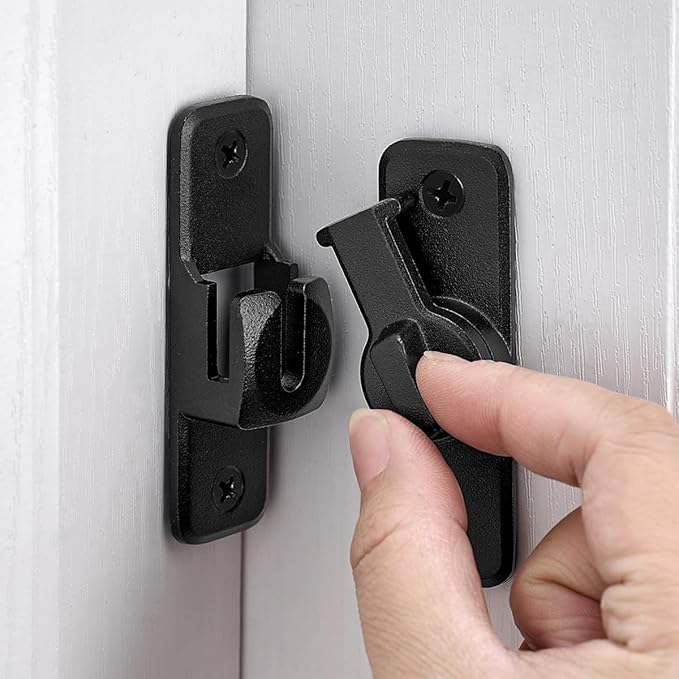 Matte Black 90/180 Degree Flip Latch, Zinc Alloy Barn Door Latch | Right Angle by INIRET