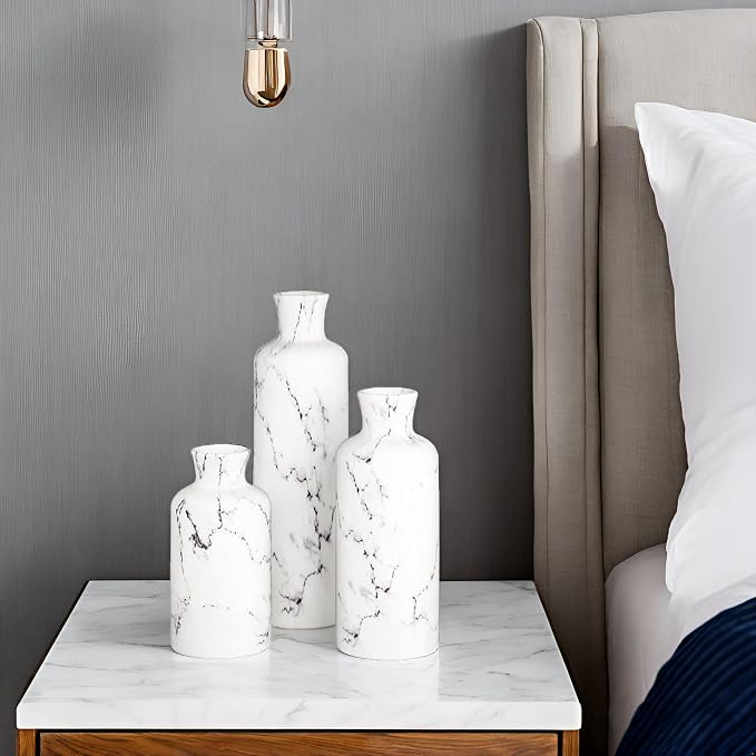 Creative Scents White Marble Look Vases Home Decor - Image 9