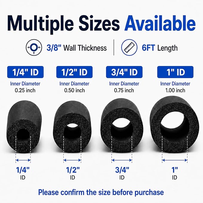 CARGEN 1/2" ID Foam Pipe Insulation Fits 1/2" OD Copper & PEX Water Pipes | - Image 5