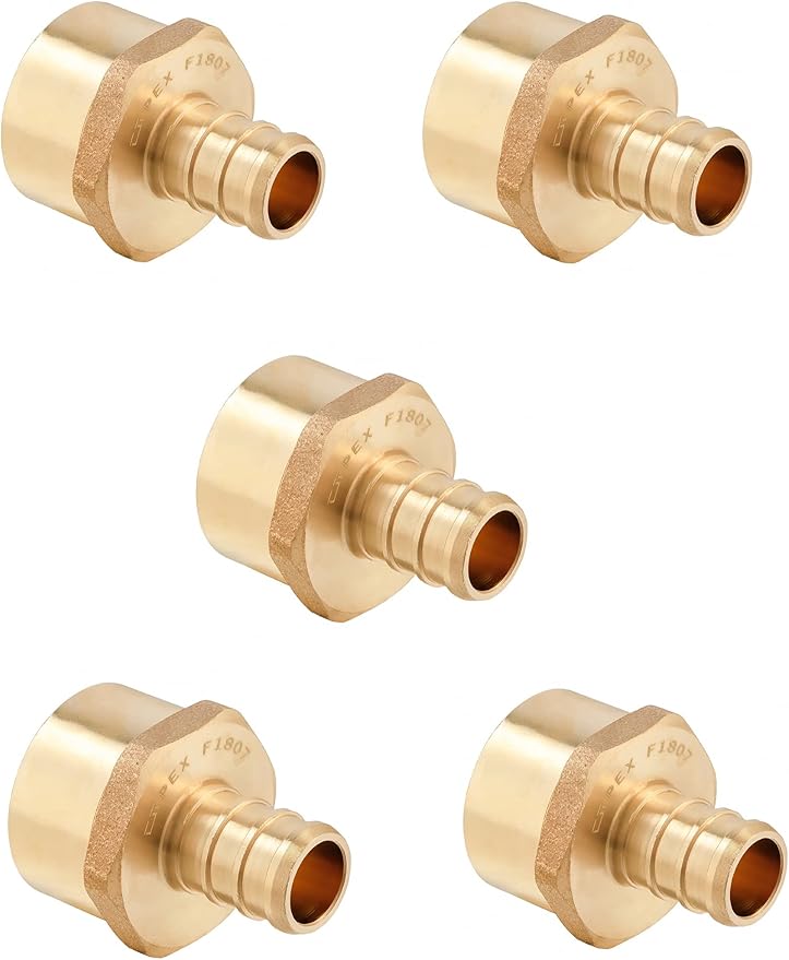 5-Pack EFIELD Pex 3/4" x 3/4" NPT Female Adapter | PEX Barb Crimp Brass Fitting by EFIELDPEXTUBING