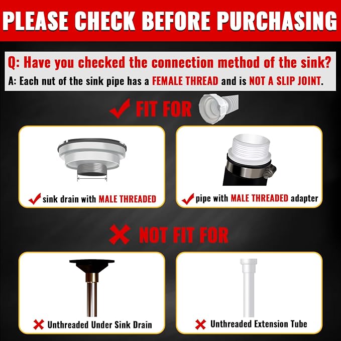VIVIDA Flexible Drain Pipe 1-1/2 Inch, Kitchen Sink P Trap - Image 2