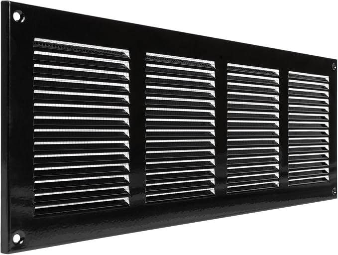 16 x 6 Inch Black Galvanized Steel Return Air Register Vent Cover, AC Vent Cover by ECOPROVENT
