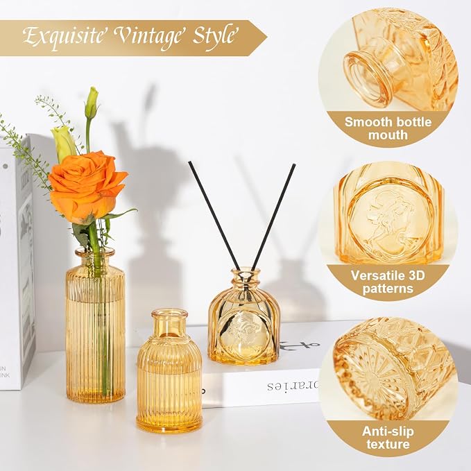 Clear Topaz Glass Bud Vase Set of 22 Pcs, Small Gold Bud Vases in Bulk - Image 9