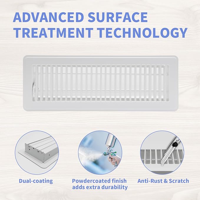 Howeall 4x14 Inch Floor Register 2 Pack, Heavy Duty Steel Walkable Floor Vents - Image 3