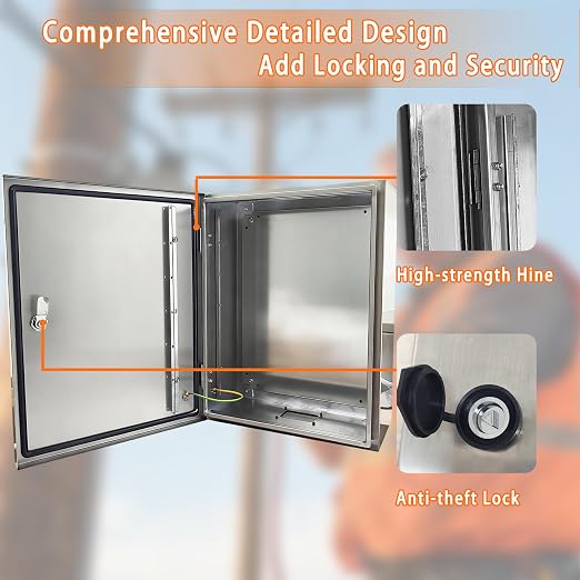 NBCYUNER Electrical Enclosure 16x12x8 Inch 304 Stainless Steel Enclosure IP66 - Image 2