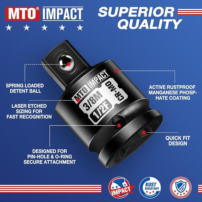 4-Piece Impact Socket Adapter and Reducer Set, 1/4" & 3/8" & 1/2" Impact Driver - Image 3