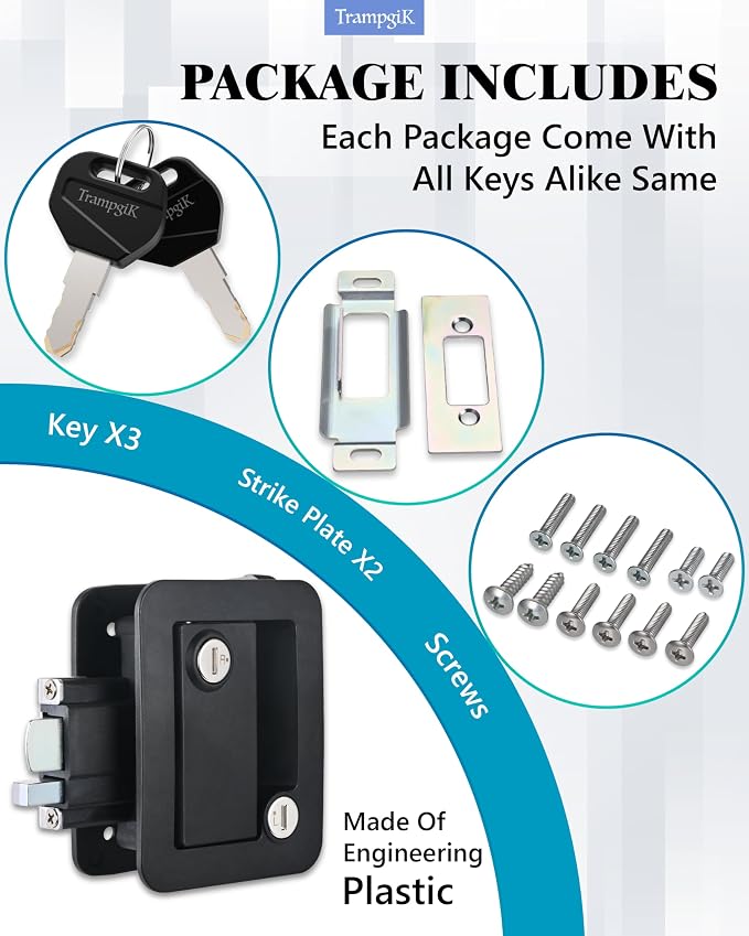 Engineering Plastic Camper Door Lock, RV Door Lock Replacement, Fit 3.65" x - Image 7