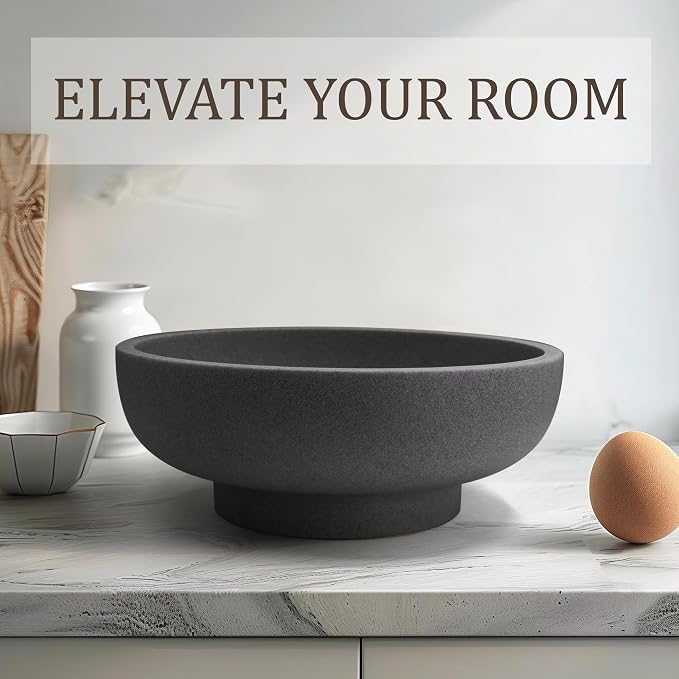 LIN CHUAN Decorative Bowl, Large Fruit Bowl, Artificial Stone Black | Fruit Bowl - Image 5