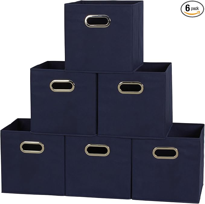 Household Essentials Fabric Storage Bins 6 Piece Set, Strong Poly-Woven Fabric by HouseholdEssentials