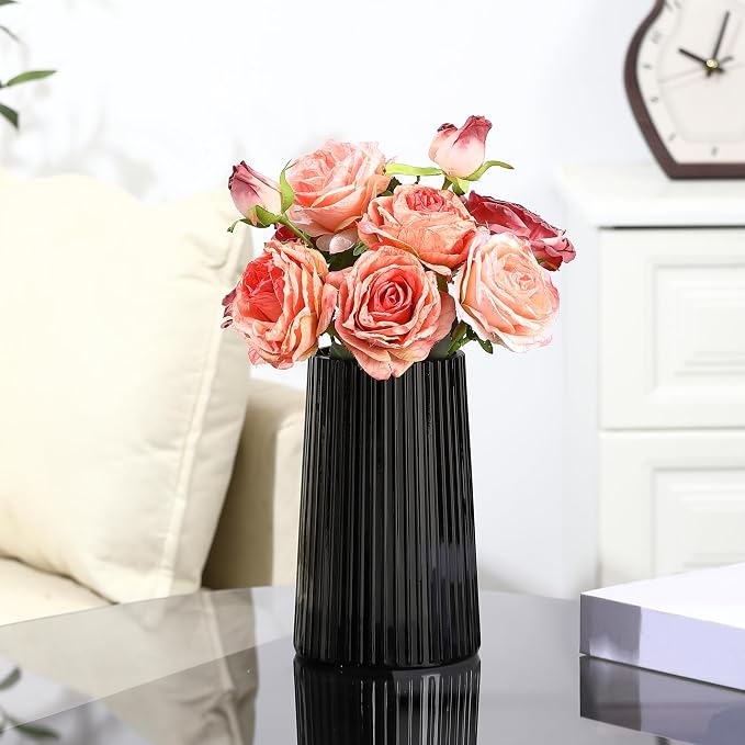 Black Glass Vase for Flower, Flower Vase for Bouquet, Modern Glass Vases - Image 2
