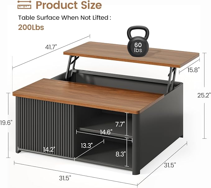 SEDETA 31.5" Lift Top Coffee Table - Image 2