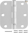 24 Pack Brushed Nickel Door Hinges 3.5 Inch 5/8" Radius Rounded | Quiet Ball by JIWDOORHINGESFORHOME
