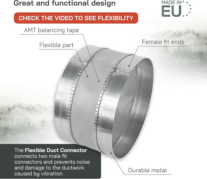 Vent Systems 10" Inch Flexible Vibration-Reducing Female Fit Duct Connector – - Image 3