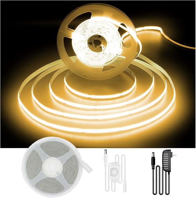 DAYBETTER COB LED Strip, 16.4 ft Warm White LED Strip Lights, Dimmable LED by DAYBETTER