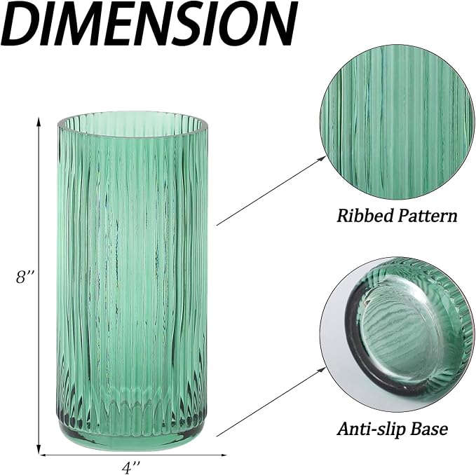Ribbed Glass Vase, Flower Vases - Image 7