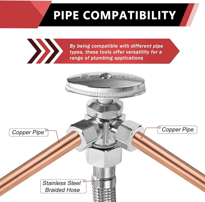 5PCS EFIELD Dual Compression Outlet Multi-Turn Angle Stop Valve | 1/2" NOM x - Image 4