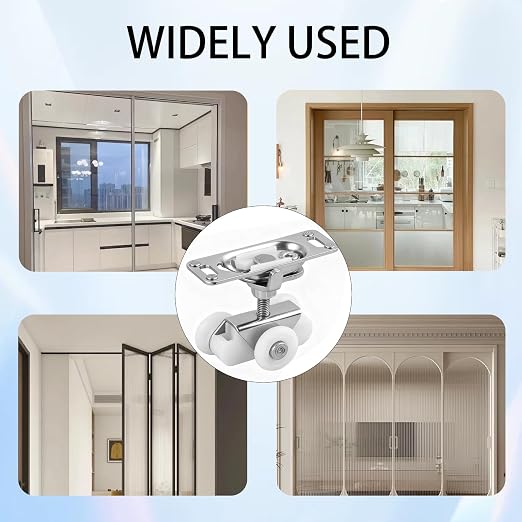 2Pcs Silver 3/4" Sliding Pocket Door Rollers Assembly, Sliding Door Wheels - Image 4