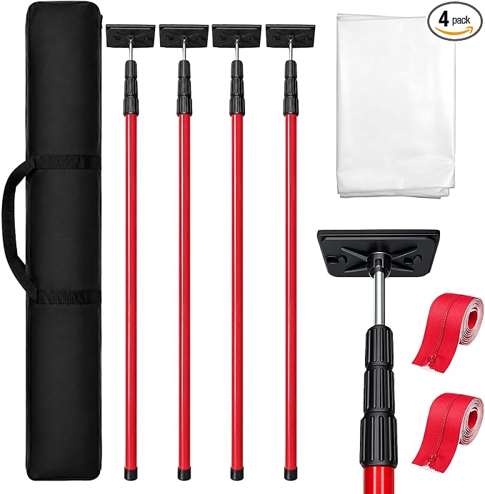 10FT Dust Barrier Poles Kit, Spring Retractable Isolation Support Poles by FANMOSSHOME