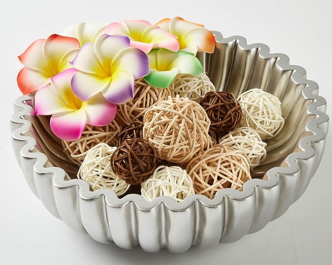 Ruffle Decor Large Decorative Bowl, fruit bowl kitchen stone bowl, bowl decor by Unknown
